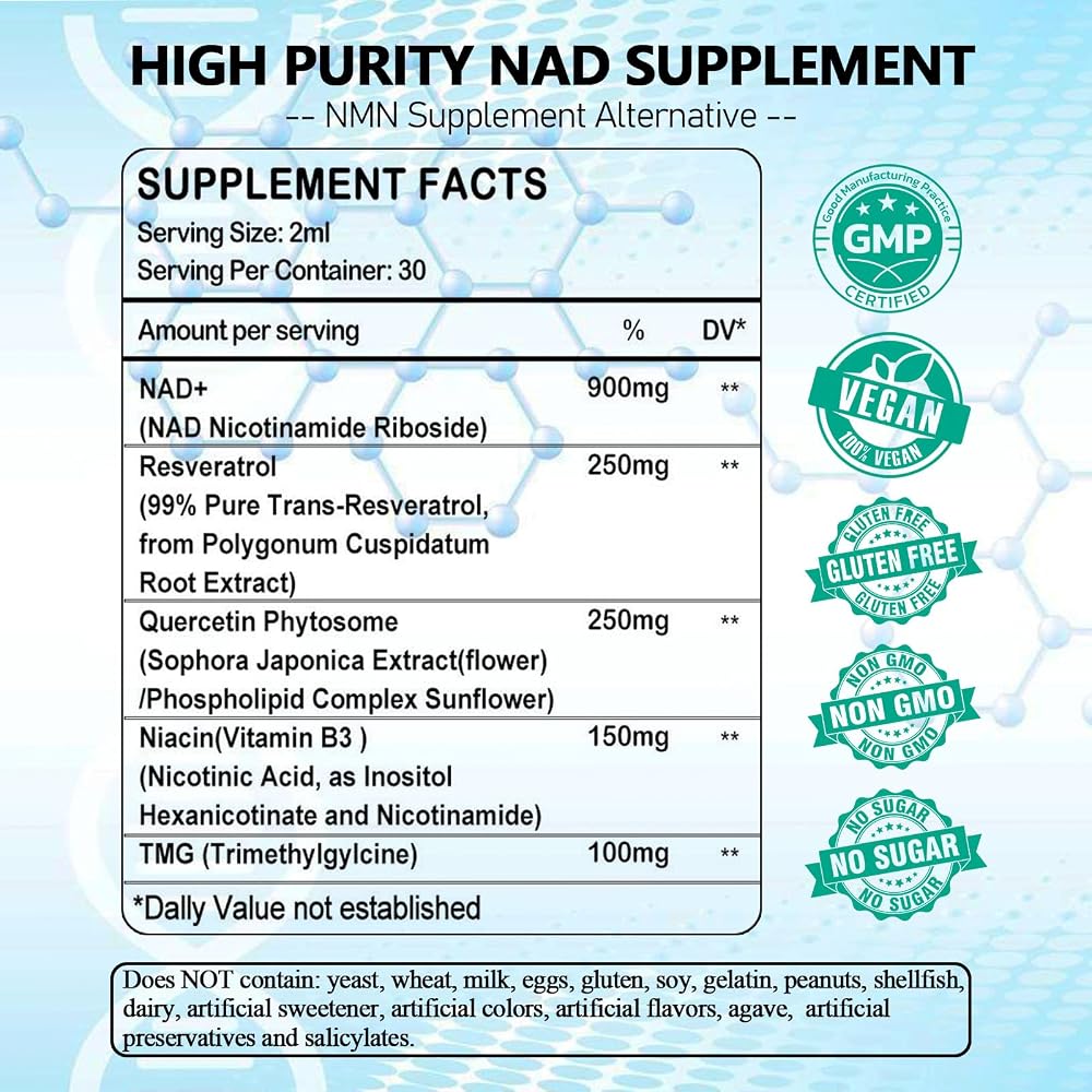 WellVeraVida NAD+ Supplement Liposomal Liquid Drops - 2 Fl Oz - image 2