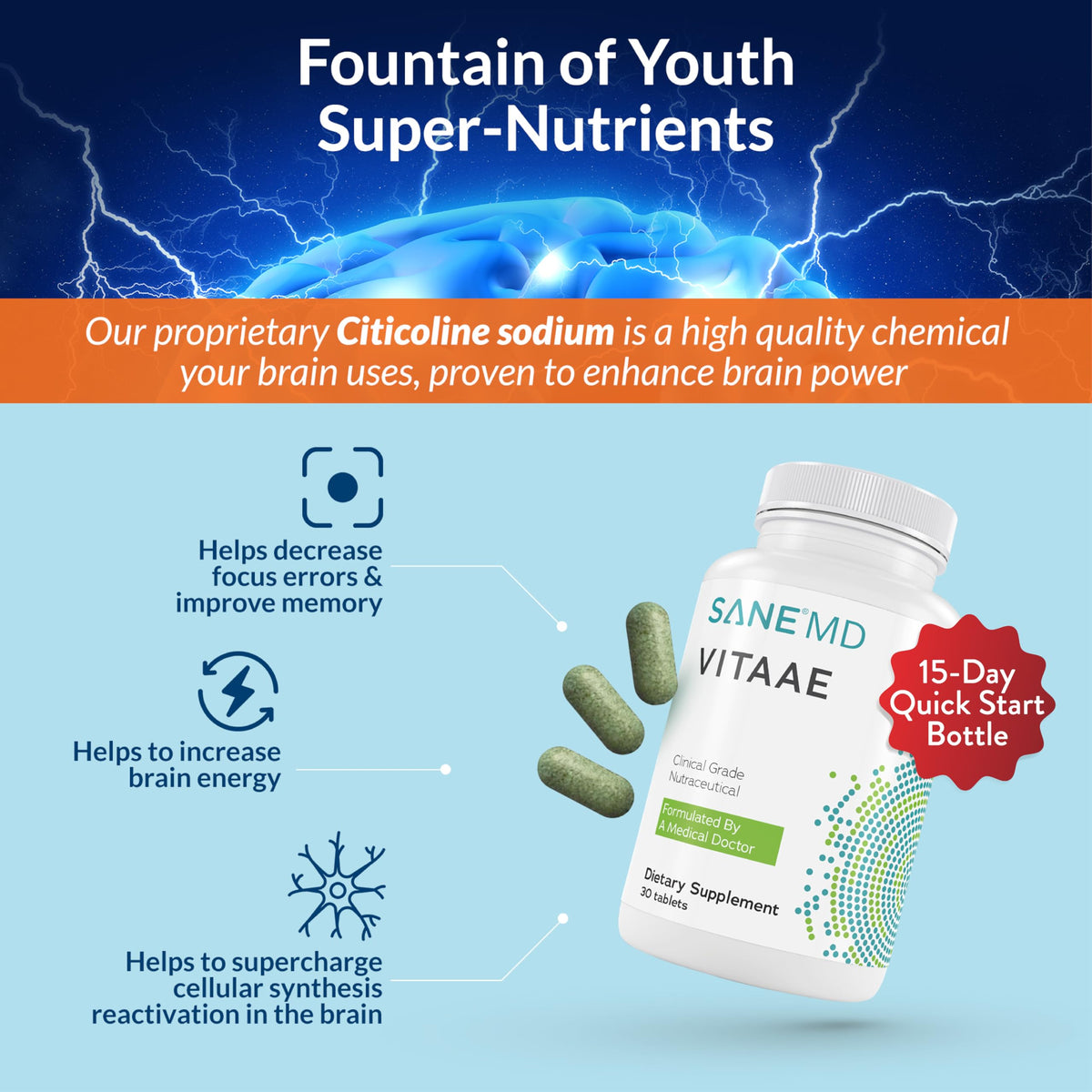 SANE Vitaae Brain Support Supplement - 30 Tablets - image 4