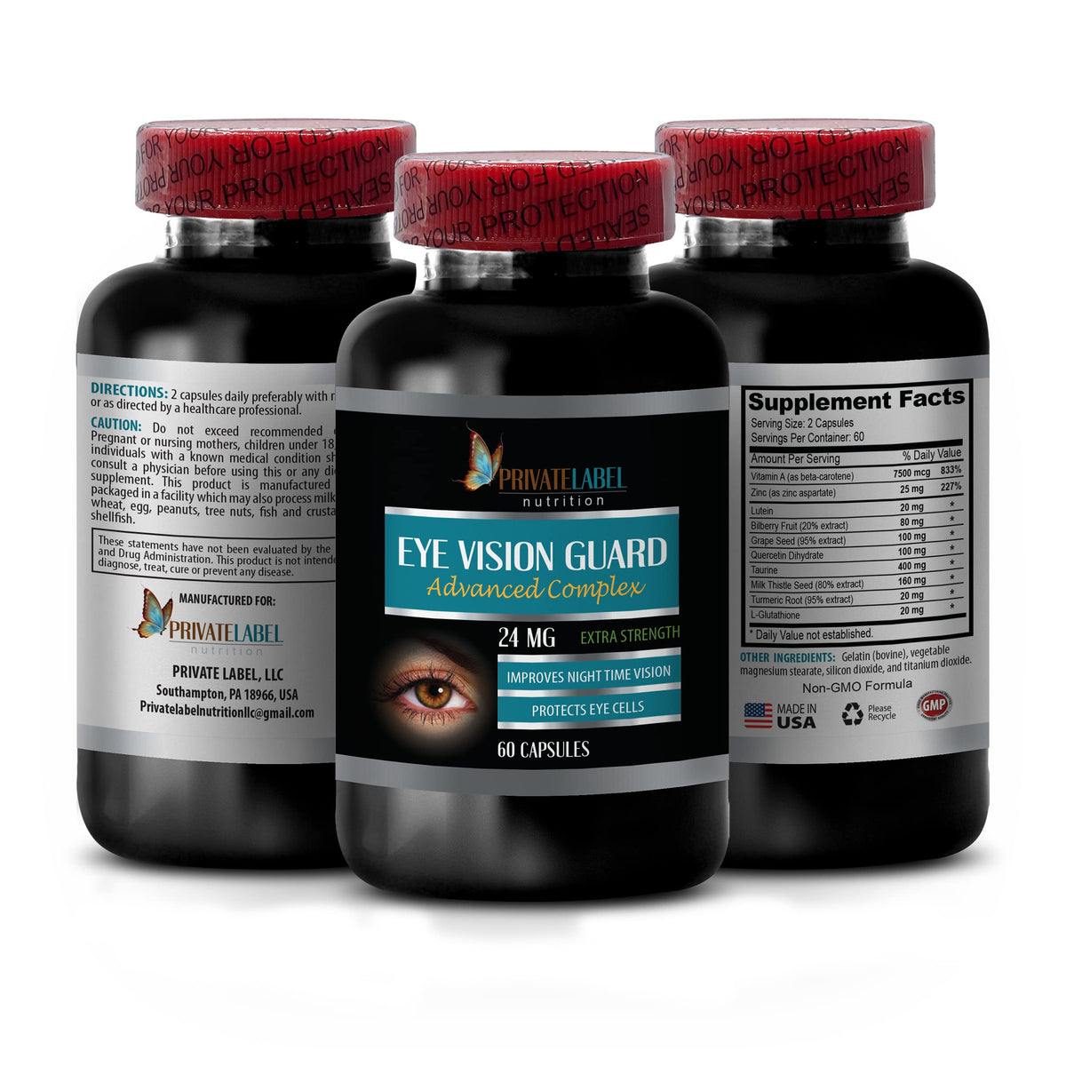 PRIVATE LABEL Vision Plus Eye Vitamin with Lutein 20mg - 180 Capsules - image 2