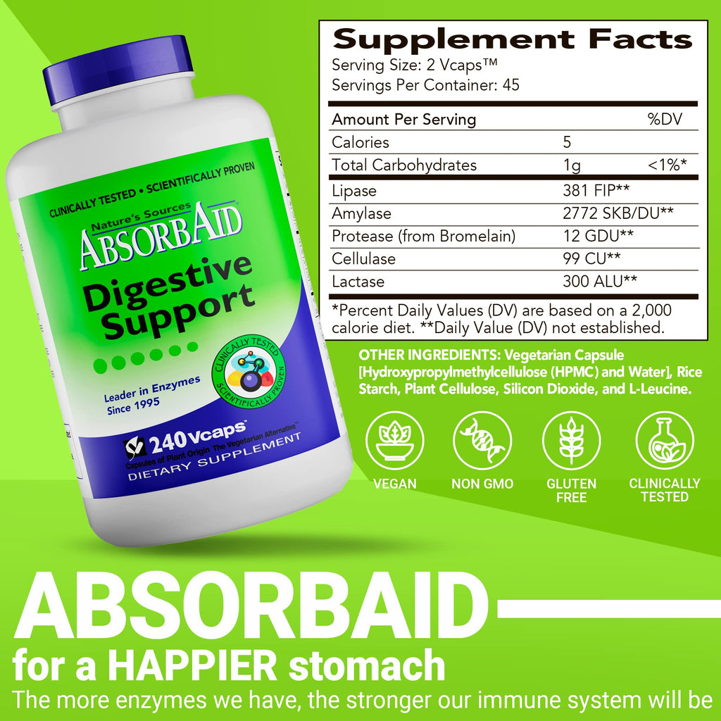 AbsorbAid Digestive Enzymes - 240 Vegetarian Capsules - image 4