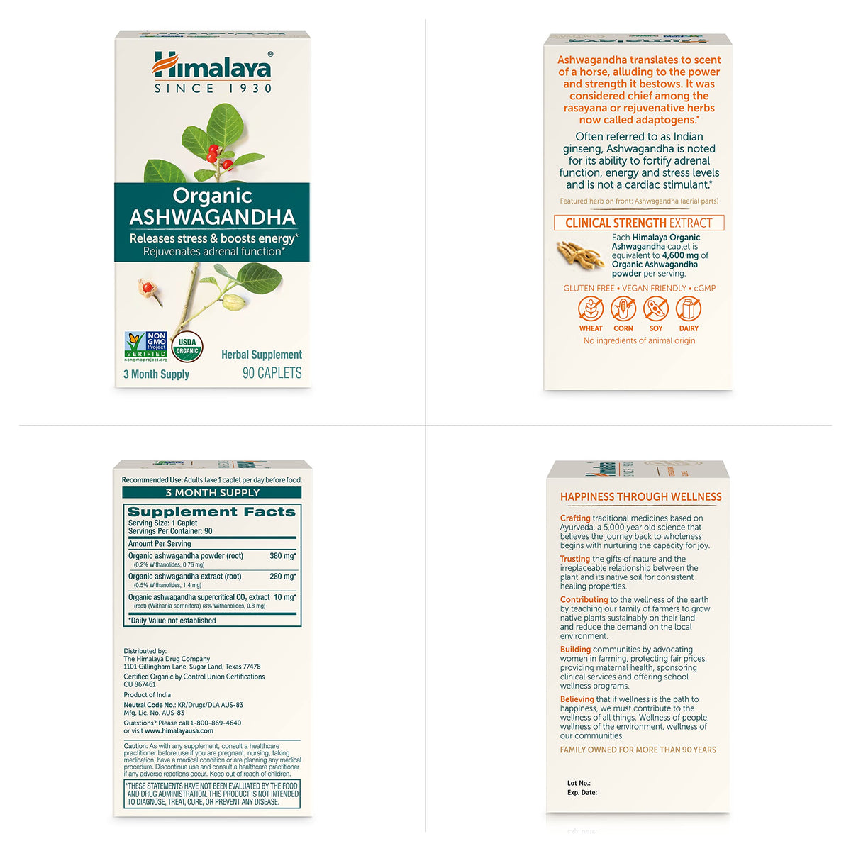 Himalaya Organic Ashwagandha Root 670 mg Stress Relief - 90 Caplets - image 9