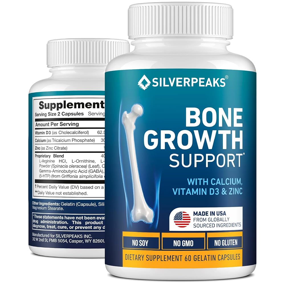 SILVERPEAKS Bone & Natural Growth Support for Kids - 60 Capsules