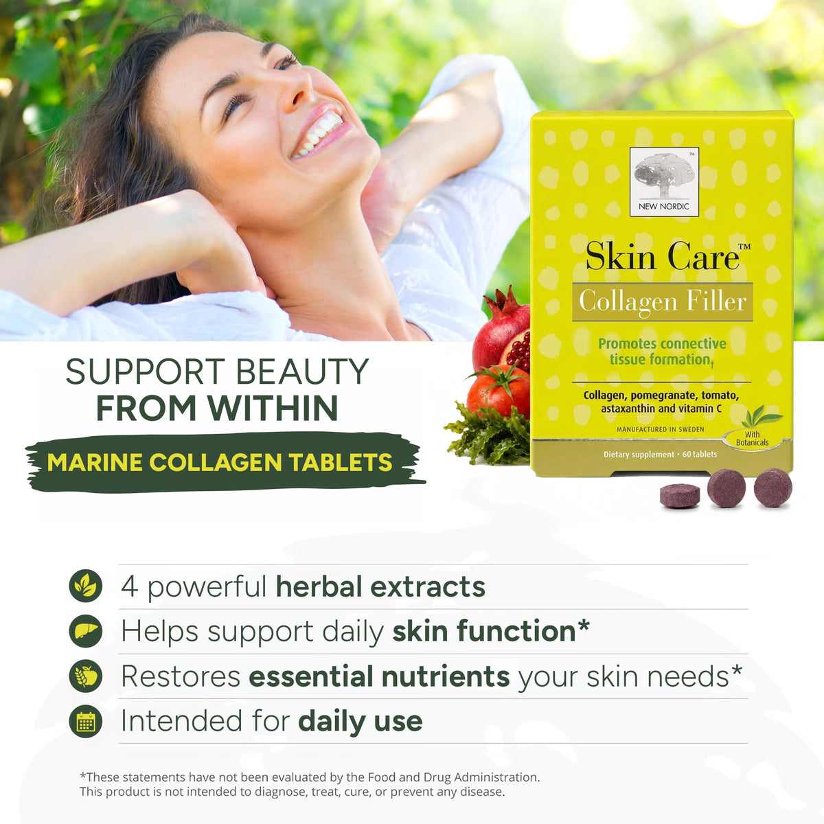 NEW NORDIC Skin Care Collagen Filler Tablets - 60 Count - image 2