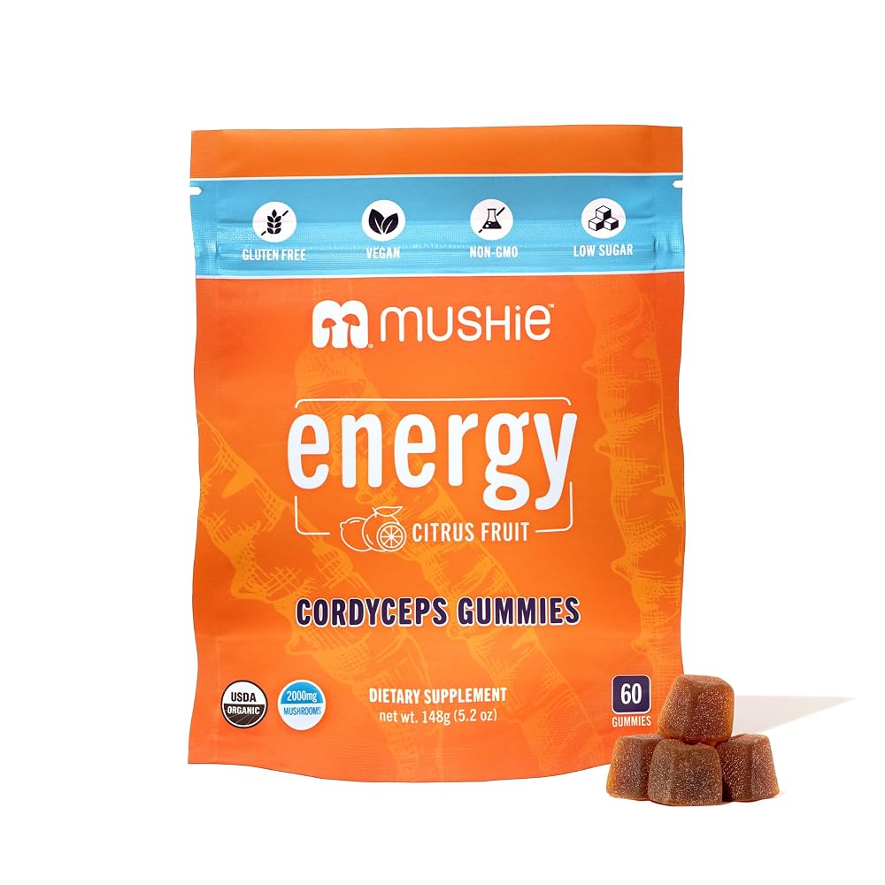 Mushie Cordyceps Mushroom Gummies 2000mg Energy Support - 60 Count