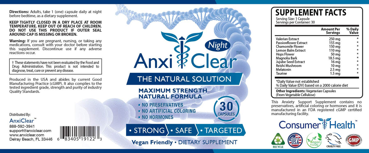 AnxiClear Consumer Health Night - Boosts Mood