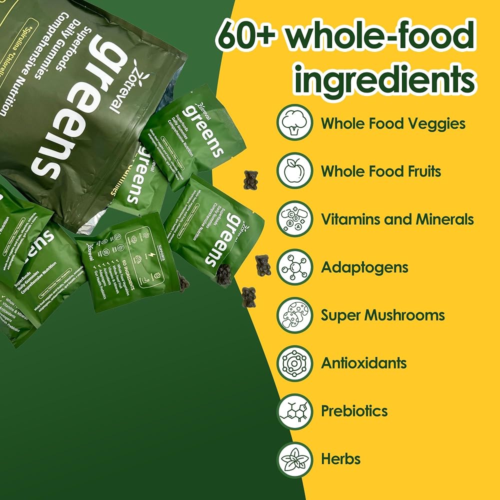Zotreval Daily Greens Superfood Green Gummies for Digestive Health - 224 Gummies - image 3
