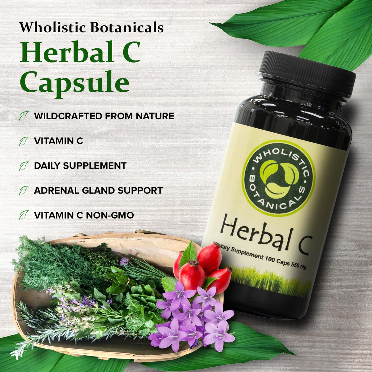 Wholistic Botanicals Herbal C Capsule Vitamin C - 100 Capsules - image 3