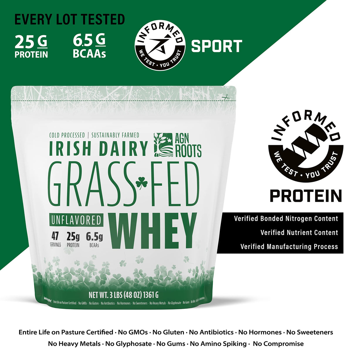 AGN Roots Grass Fed Whey Protein Isolate Unflavored - 3lbs - image 4