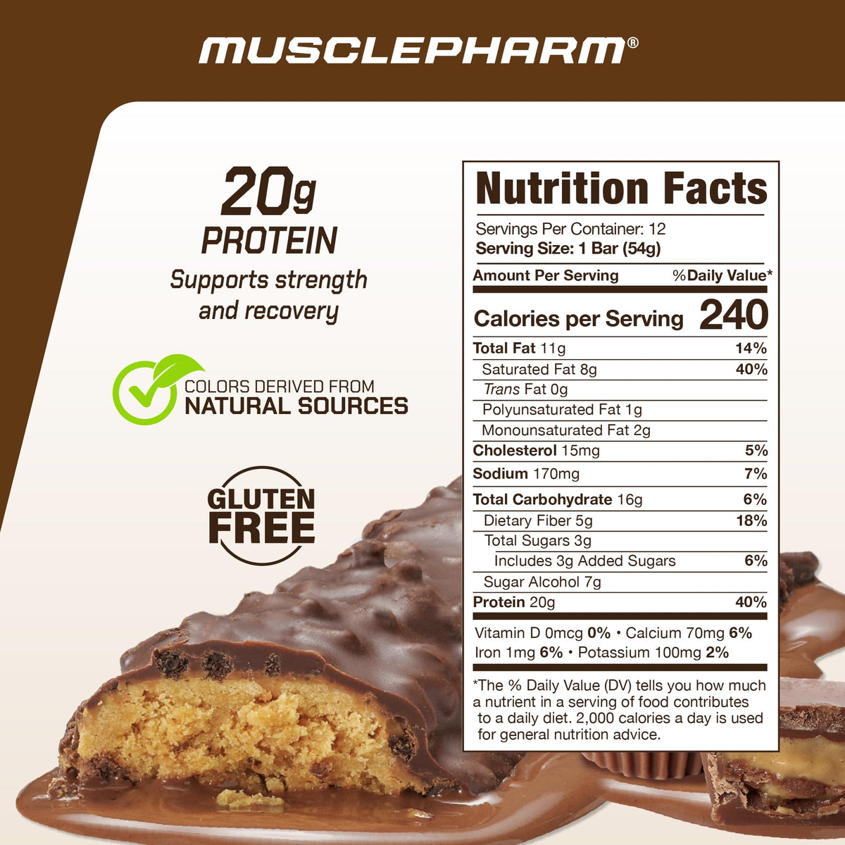 MusclePharm Combat Ready Protein Bar Chocolate Peanut Butter Cup - 12 Bars - image 2