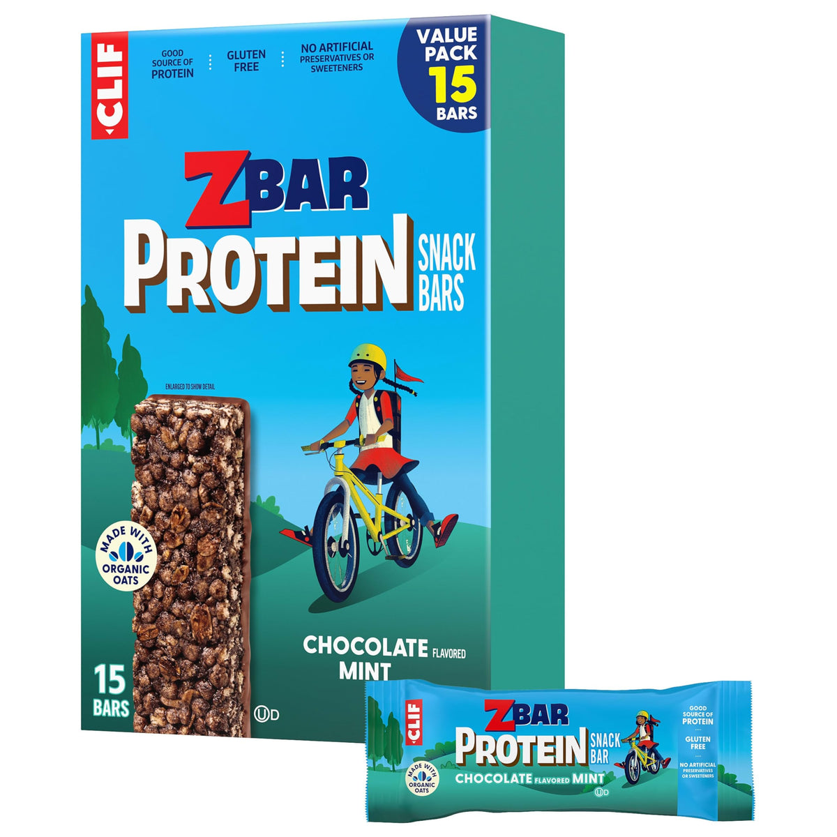 Clif Kid ZBar Protein Chocolate Mint Snack Bars - 15 Count