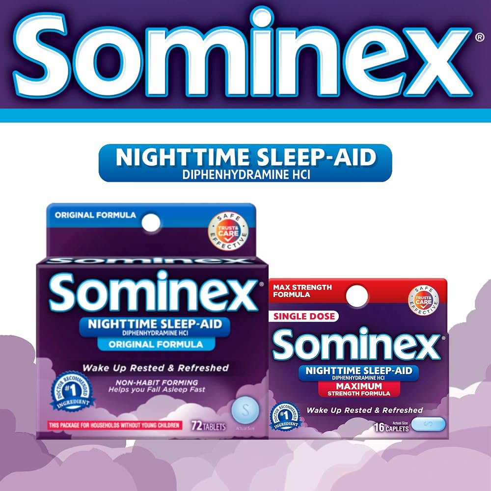 Sominex Nighttime Sleep Aid with Diphenhydramine HCl - 72 Tablets - image 4