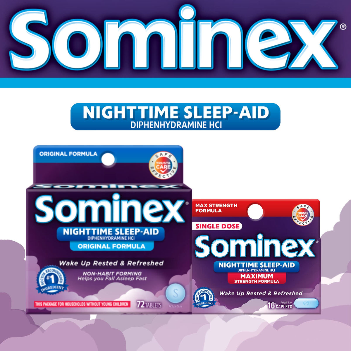 Sominex Nighttime Sleep Aid with Diphenhydramine HCl - 72 Tablets - image 4