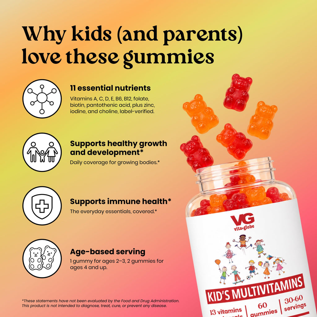 Vita Globe Kids Multivitamin Gummies with Vitamins A C D E - 120 Count - image 4