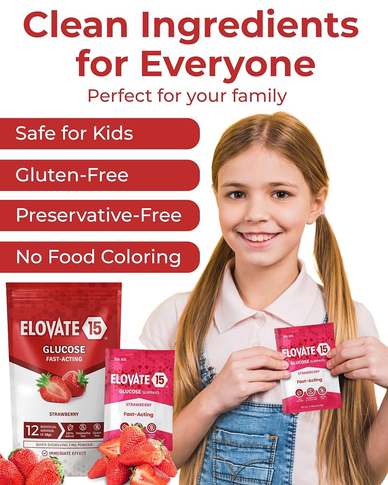 Elovate 15 Fast Acting Glucose Powder Packets
