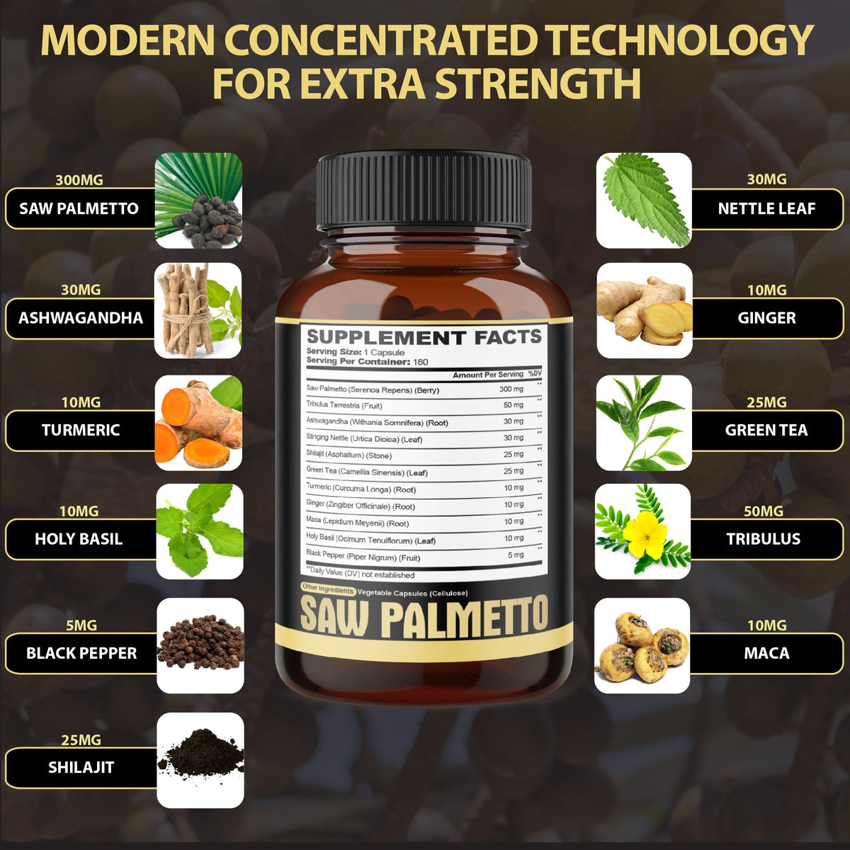 Agobi Saw Palmetto 11-in-1 Herbal Complex - 180 Capsules - image 2
