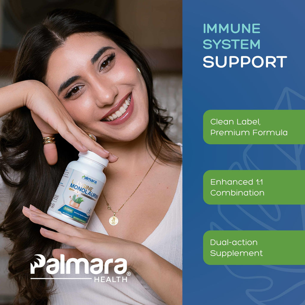 Palmara Health L-Lysine + Monolaurin 600mg 1:1 Ratio