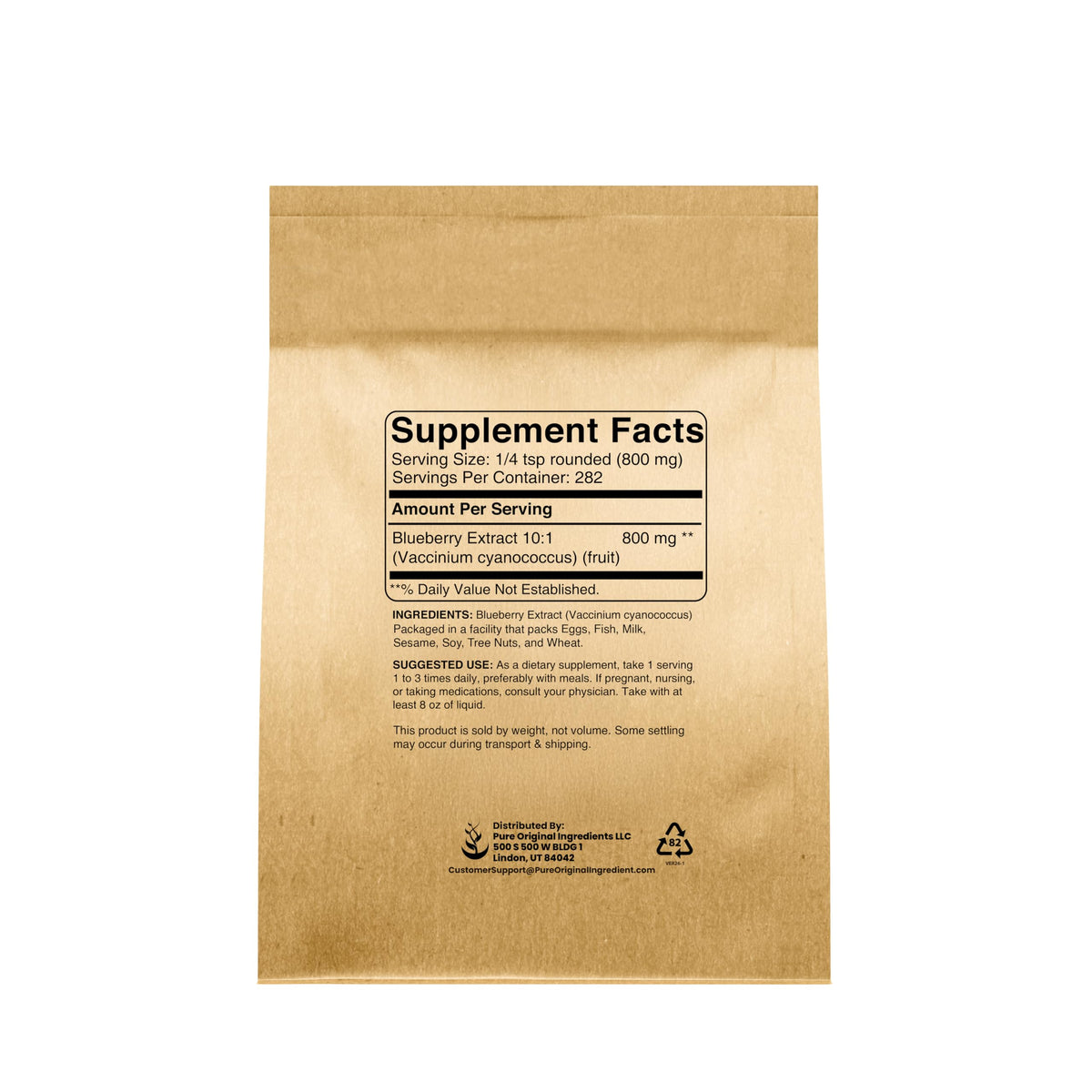 PURE ORIGINAL INGREDIENTS Blueberry Extract Non-GMO