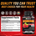 BEBEFEN Berberine Capsules with Black Pepper Extract - 90 Capsules - image 2