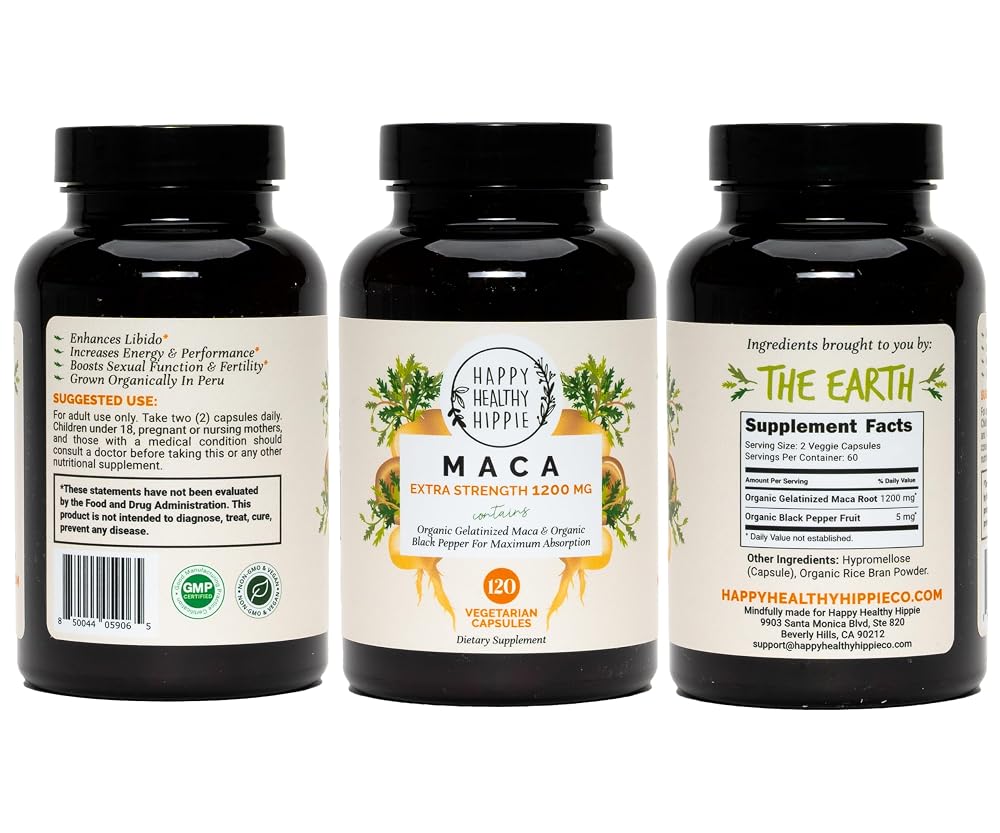 Happy Healthy Hippie Organic Maca Root Capsules 1200 mg - 120 Count - image 8