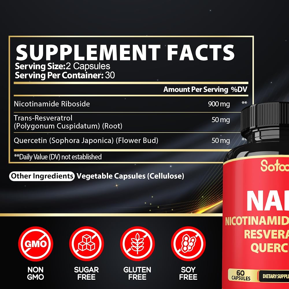 Satoomi NAD Supplement with Nicotinamide Riboside - 60 Capsules - image 2