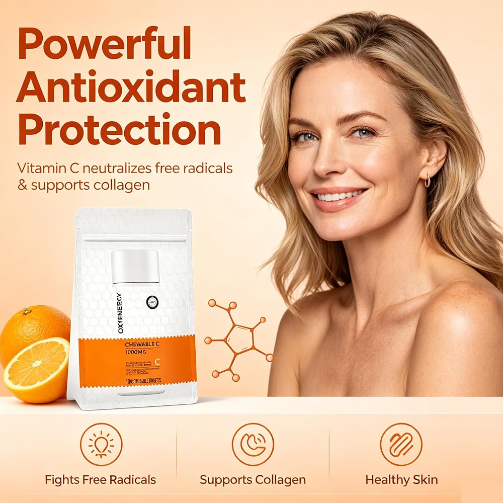 OxyEnergy Vitamin C 1000mg Chewable Tablets Immune Support - 180 Count - image 4