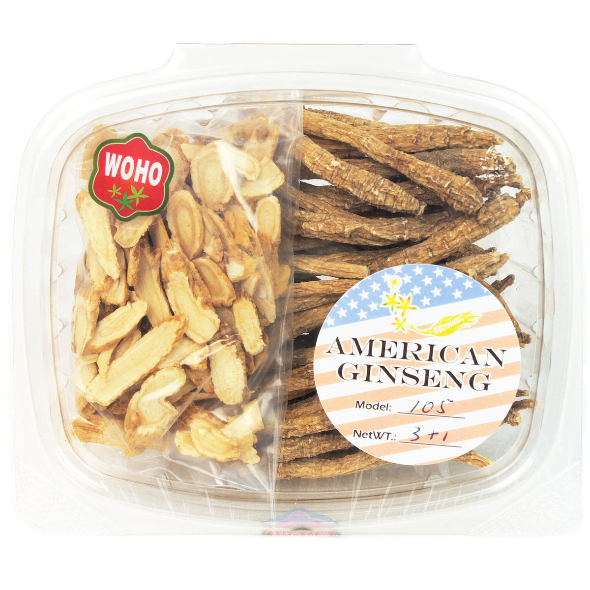 WOHO American Ginseng Long Small Root & Slice - 4 oz