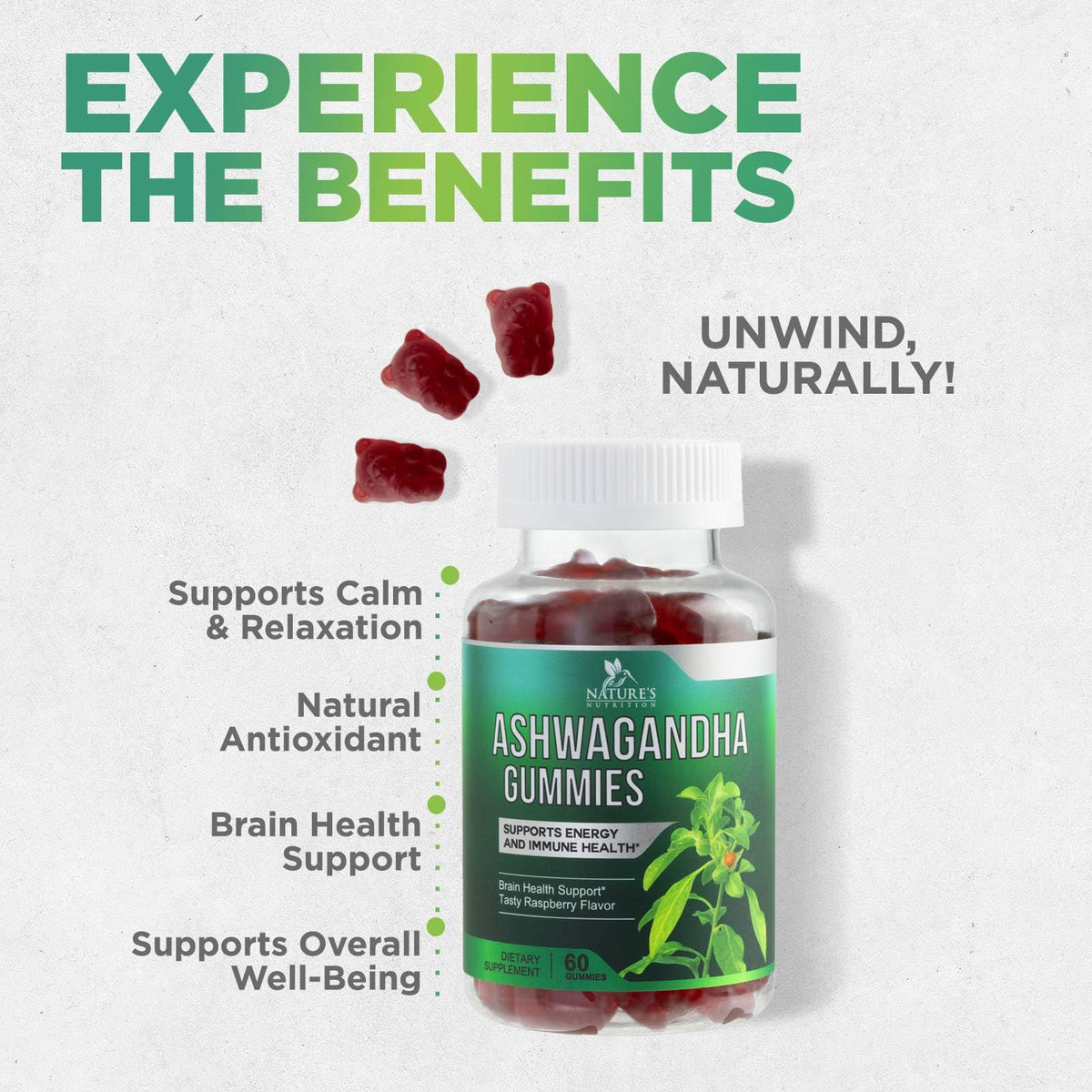 Nature's Nutrition Ashwagandha Gummies for Calm & Immune Support - 60 Gummies - image 6