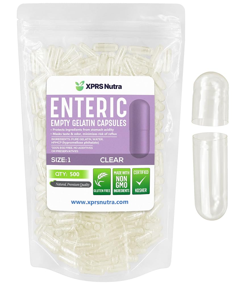 XPRS Nutra Size 1 Empty Capsules Enteric Coated - 500 Count