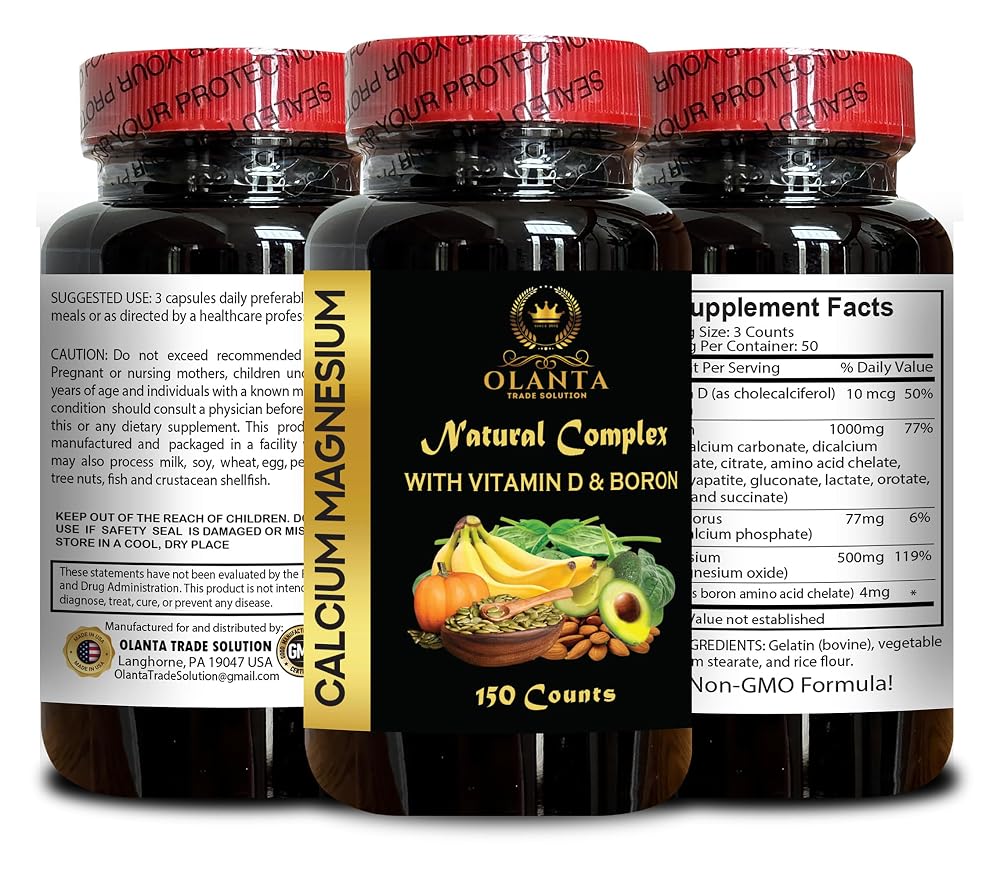 OLANTA Calcium Magnesium Complex with Vitamin D & Boron - 150 Capsules - image 2