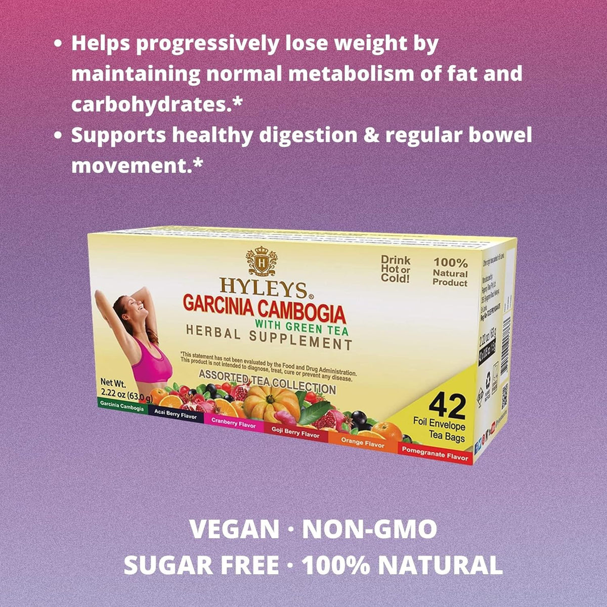 HYLEYS Garcinia Cambogia Green Tea - 42 Tea Bags - image 4
