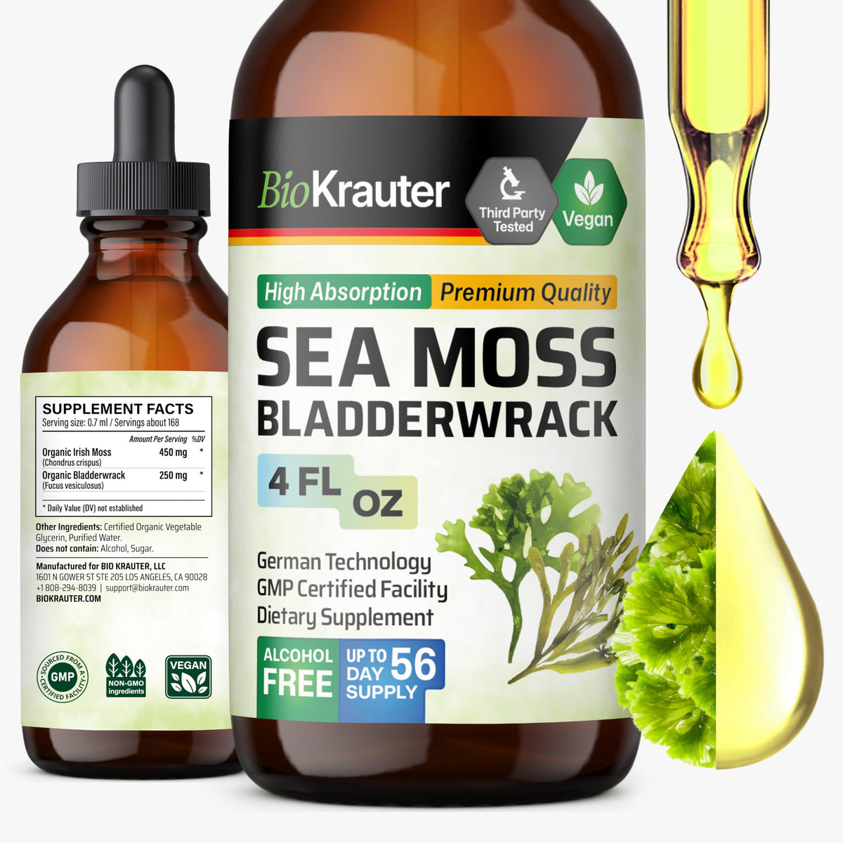 BIO KRAUTER Sea Moss Seaweed Supplement Drops - 4 Fl Oz