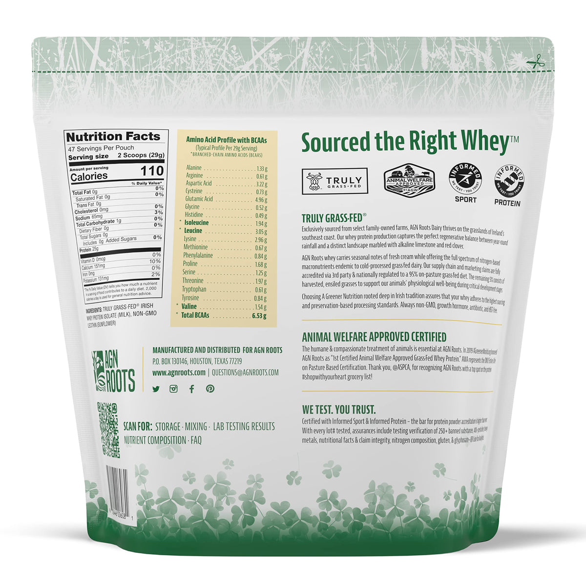 AGN Roots Grass Fed Whey Protein Isolate Unflavored - 3lbs - image 2