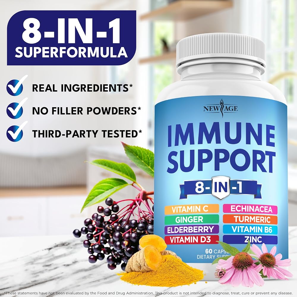 NEW AGE 8 in 1 Immune Support Booster with Echinacea & Zinc - 300 Capsules - image 7