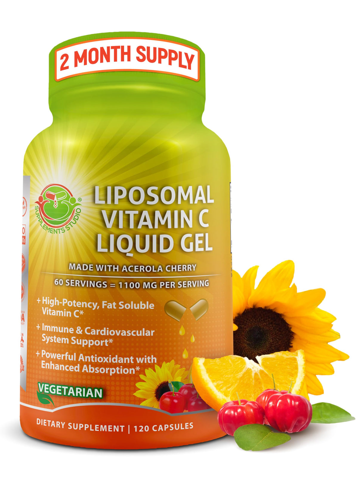SUPPLEMENTS STUDIO Liposomal Vitamin C Capsules - Organic Acerola