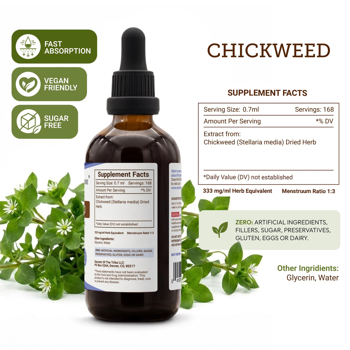 Secrets of the Tribe Chickweed Liquid Extract Skin Health - 4 fl oz - image 4