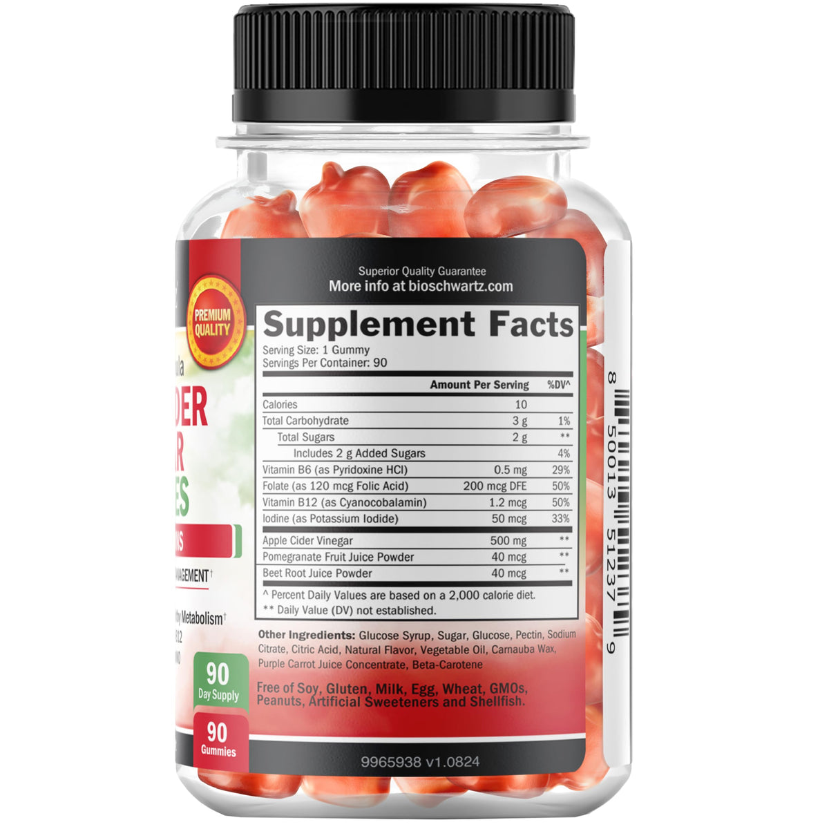BioSchwartz Apple Cider Vinegar Gummies with Mother - 90 Count - image 6