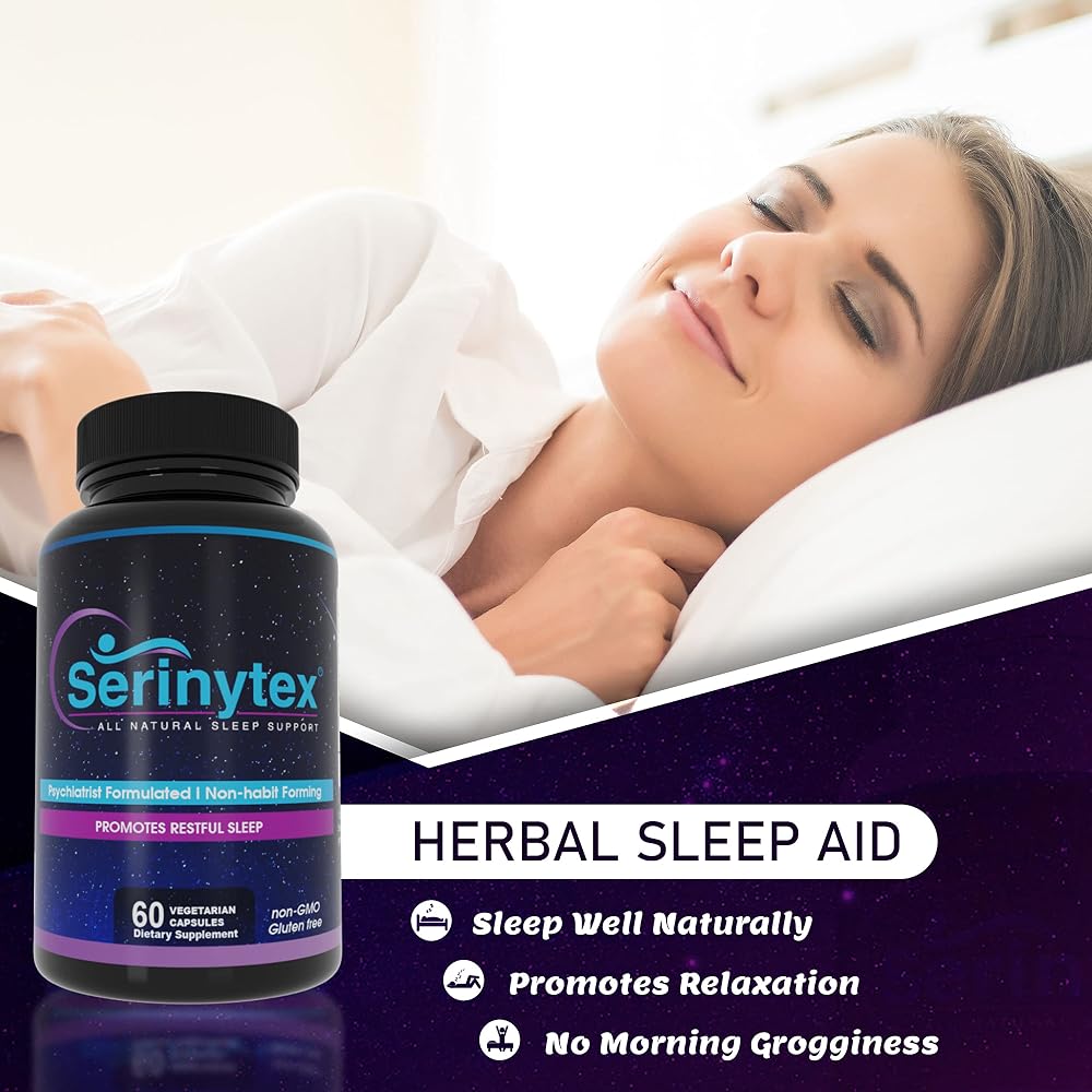 Serinytex Sleep Support for Adults with L-Theanine - 60 Vegetarian Capsules - image 2