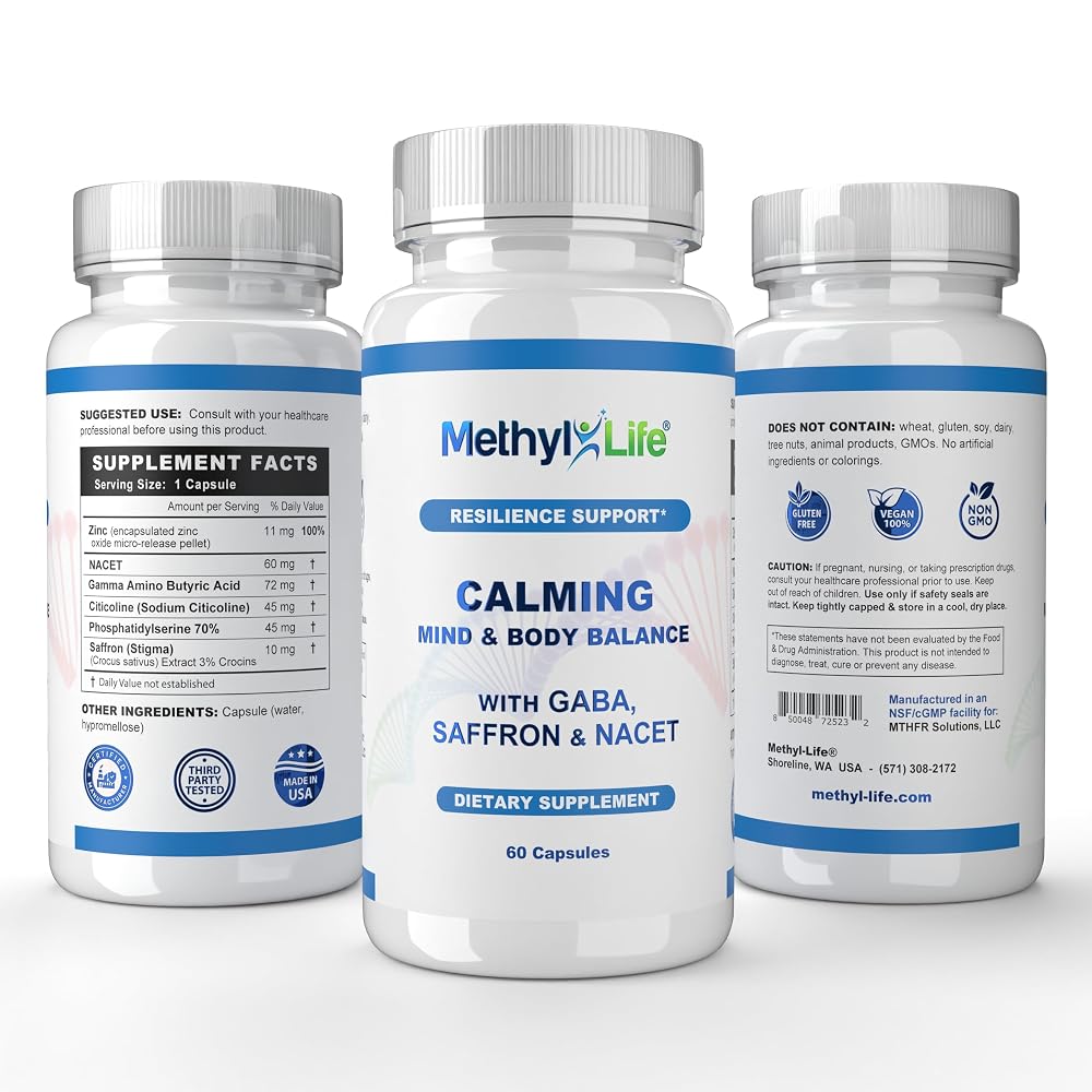 Methyl-Life Calming Supplement with GABA & Saffron - 60 Capsules - image 2