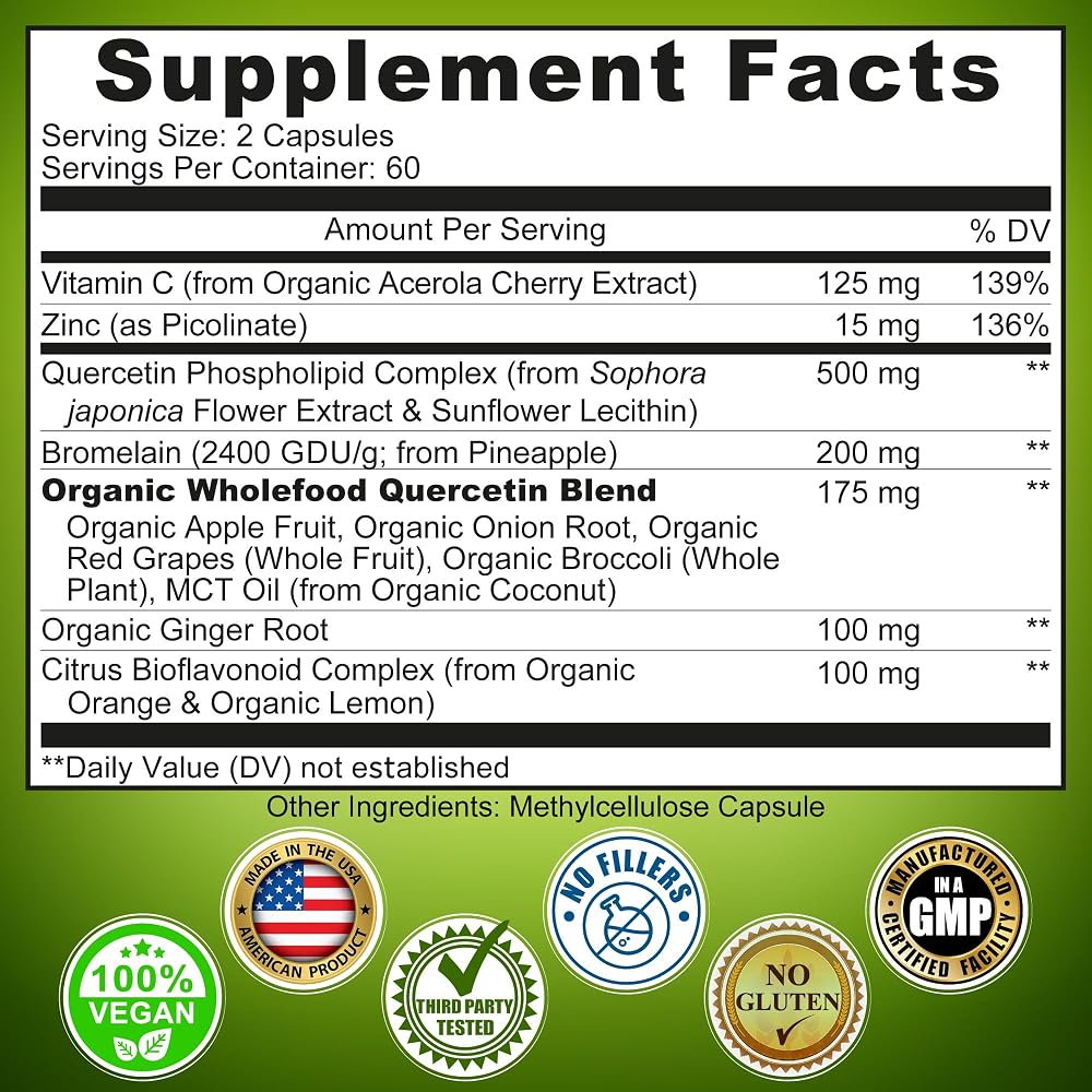 SUPPLEMENTS STUDIO Quercetin with Bromelain Antioxidant - 120 Capsules - image 2