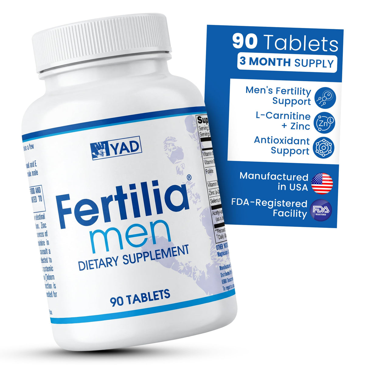 Fertilia Men Fertility Support Supplement with L-Carnitine - 90 Tablets - image 2
