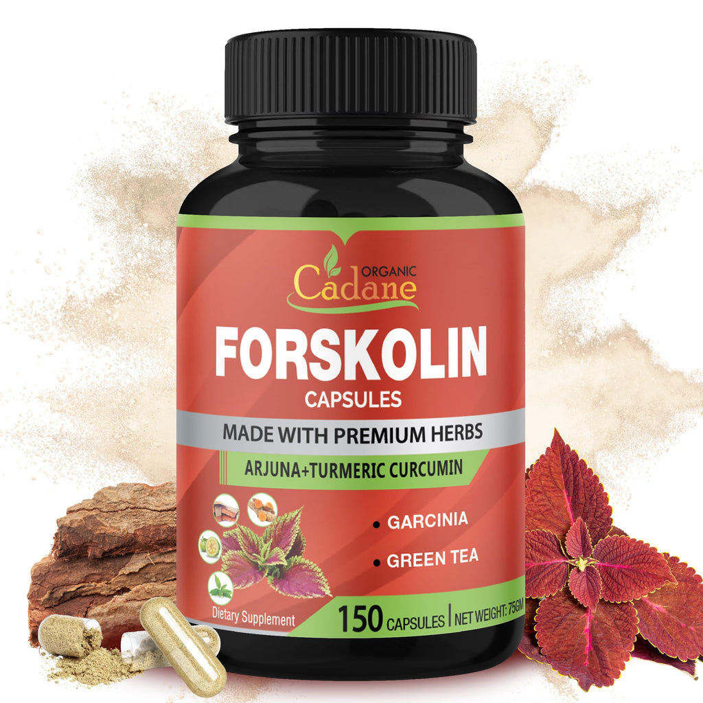 Organic Cadane Forskolin Supplement with Turmeric & Green Tea - 150 Capsules