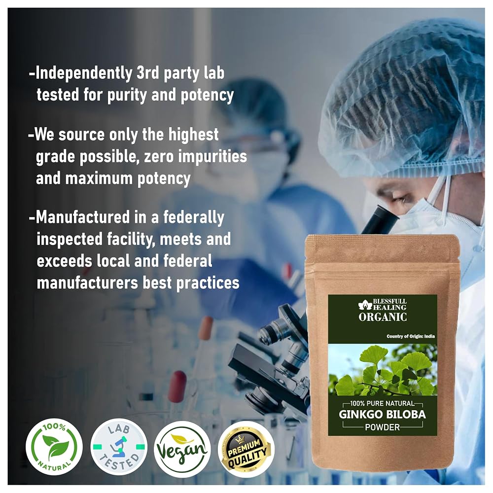 Blessfull Healing Organic Ginkgo Biloba Powder 100% Pure Natural 200