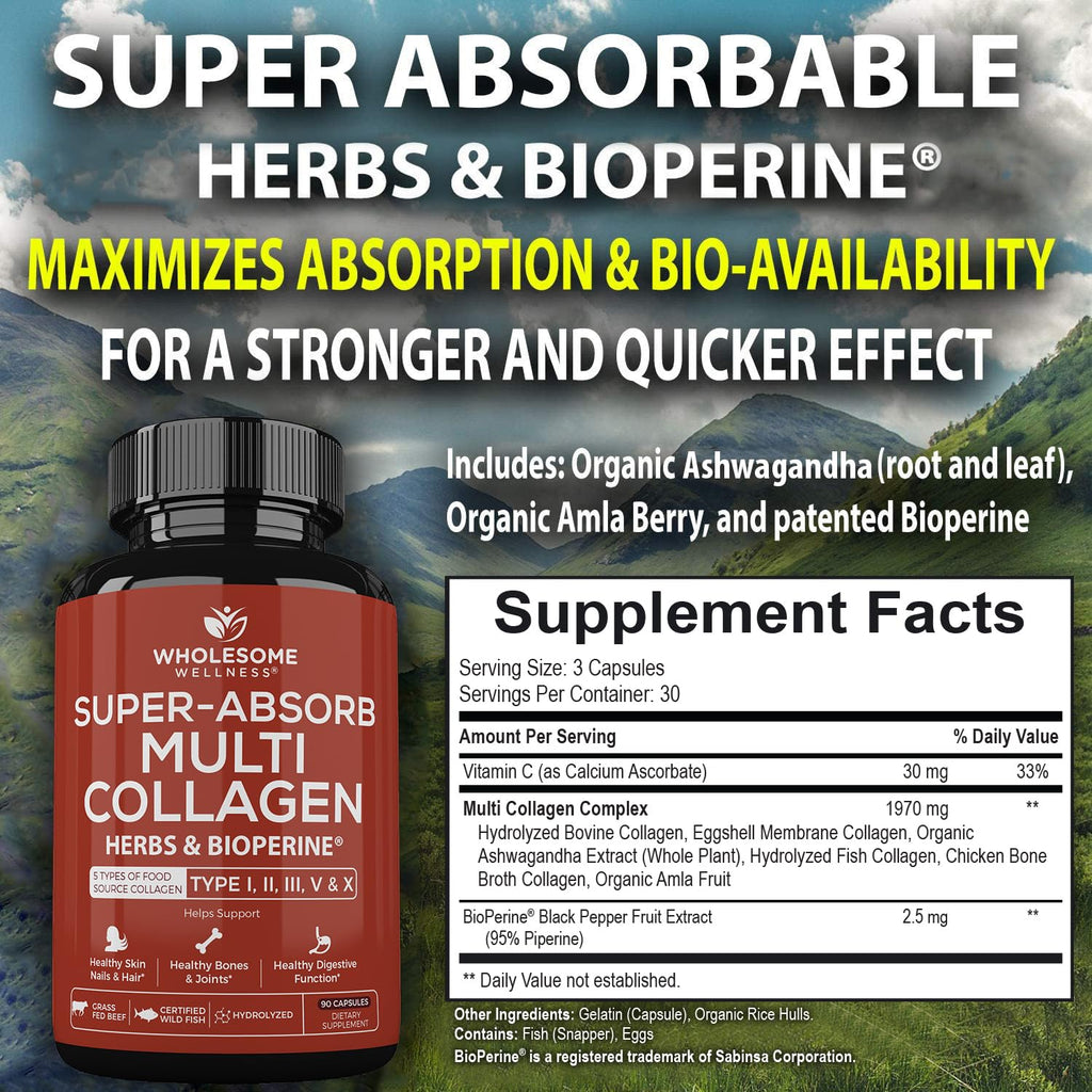 Wholesome Wellness Super-Absorb Multi Collagen Pills - 90 Capsules - image 2