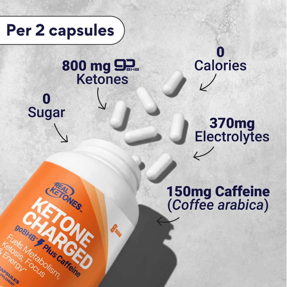Real Ketones Keto BHB Salts Capsules with Caffeine - 60 Count - image 5