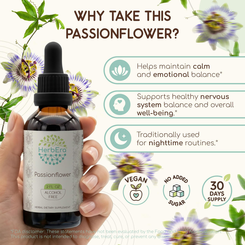 HerbEra Passionflower Alcohol-Free Herbal Extract Tincture