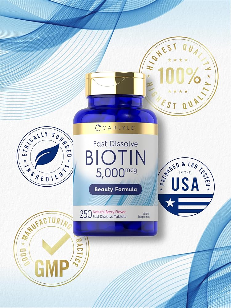 Carlyle Biotin 5000mcg for Hair, Skin & Nails - 250 Tablets - image 6