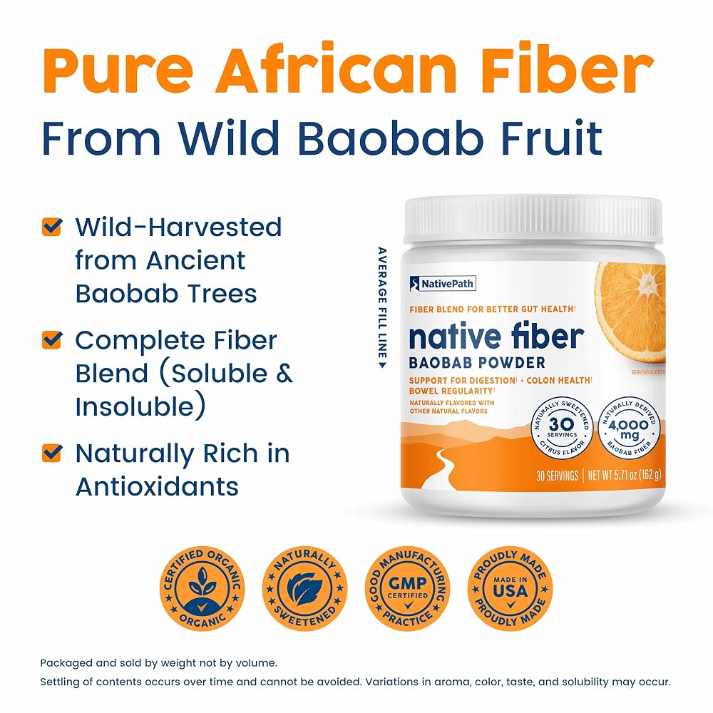 NativePath Baobab Prebiotic Fiber Orange Sugar-Free - 30 Servings - image 2