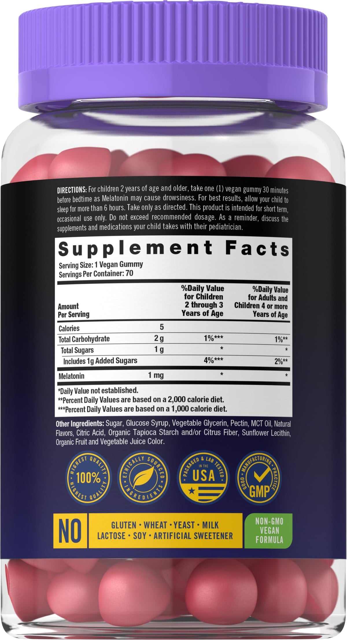 Carlyle Kids Melatonin Gummies 1 mg - 70 Count - image 2