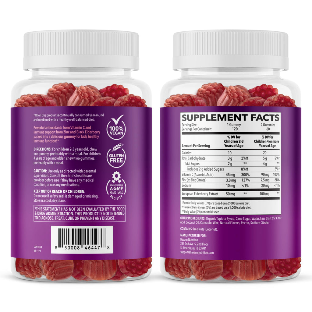 Havasu Nutrition Elderberry Gummies for Kids with Vitamin C & Zinc - 120 Gummies - image 7