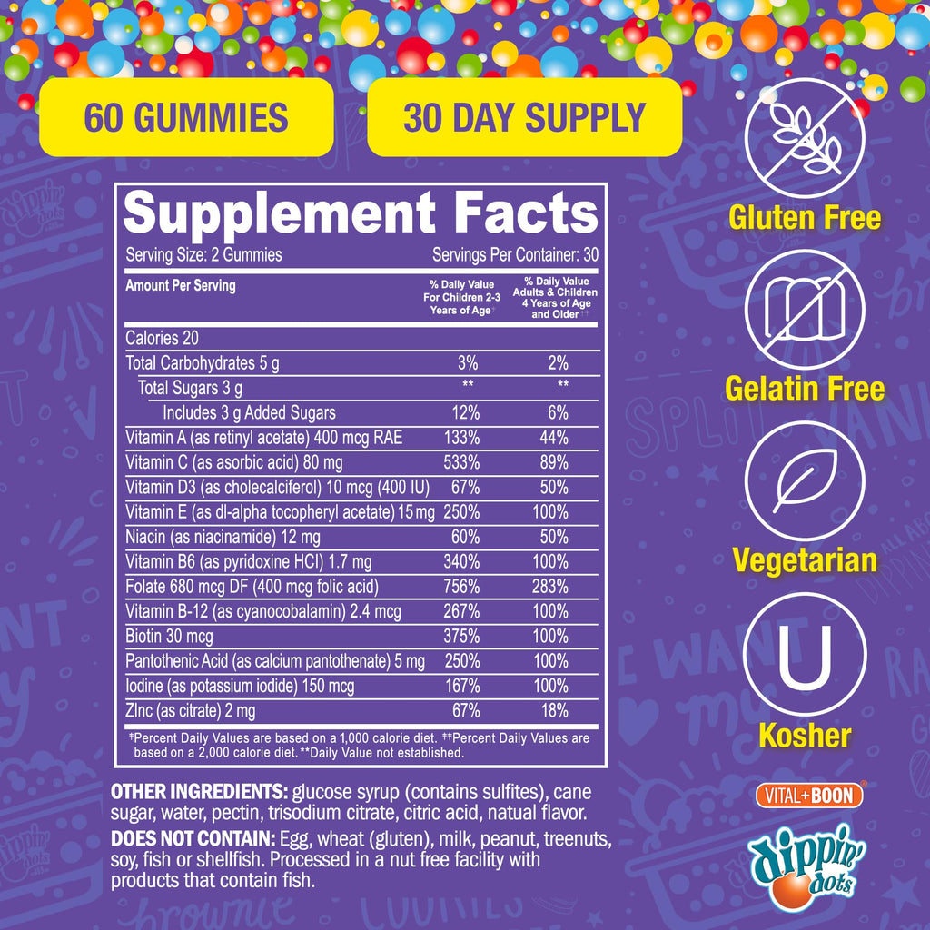 Vital+Boon Dippin' Dots Kids Multivitamin Gummies Rainbow Fruit - 60 Gummies - image 7